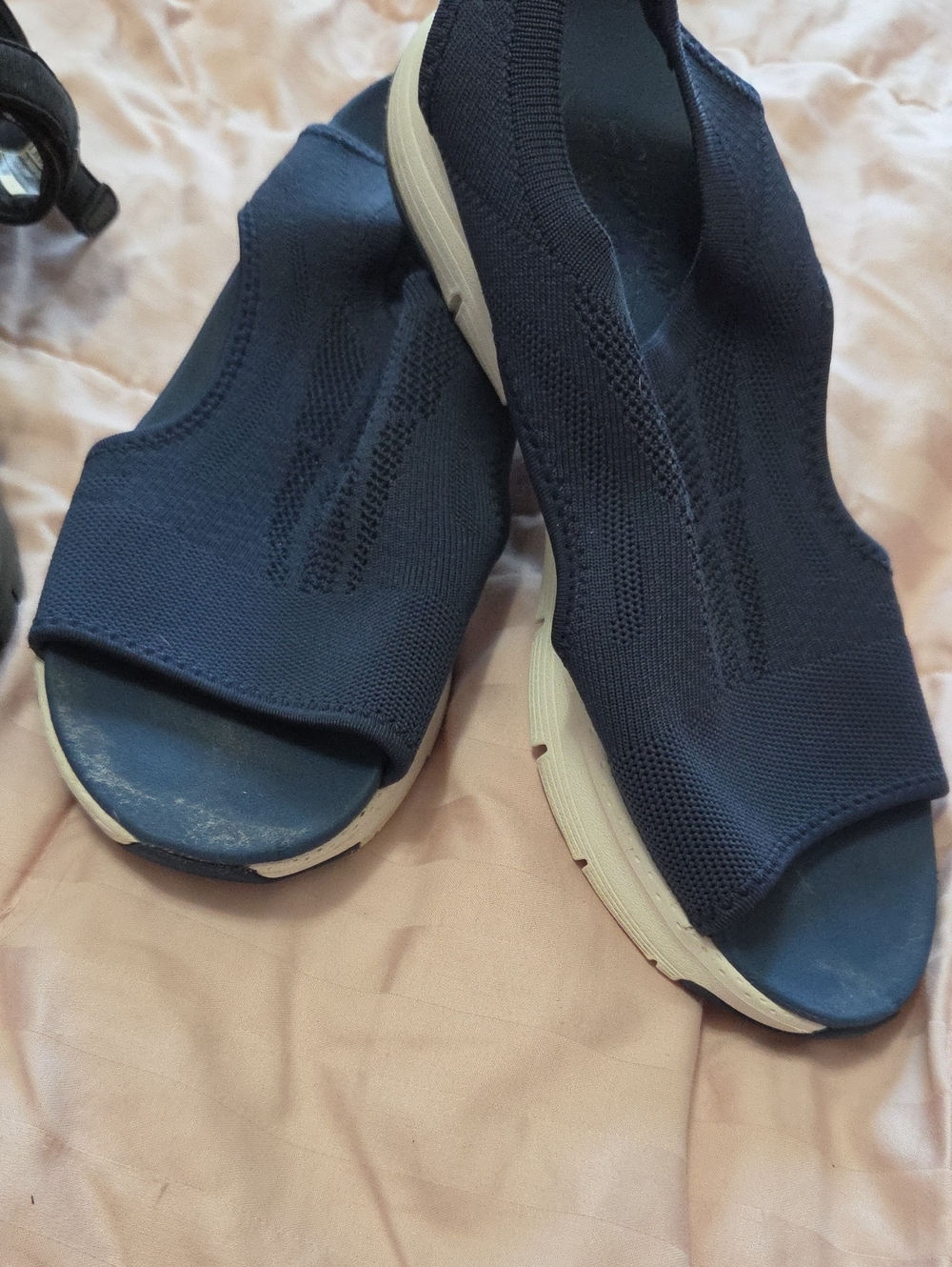 Women's Navy Knit Slip-On Sandal
